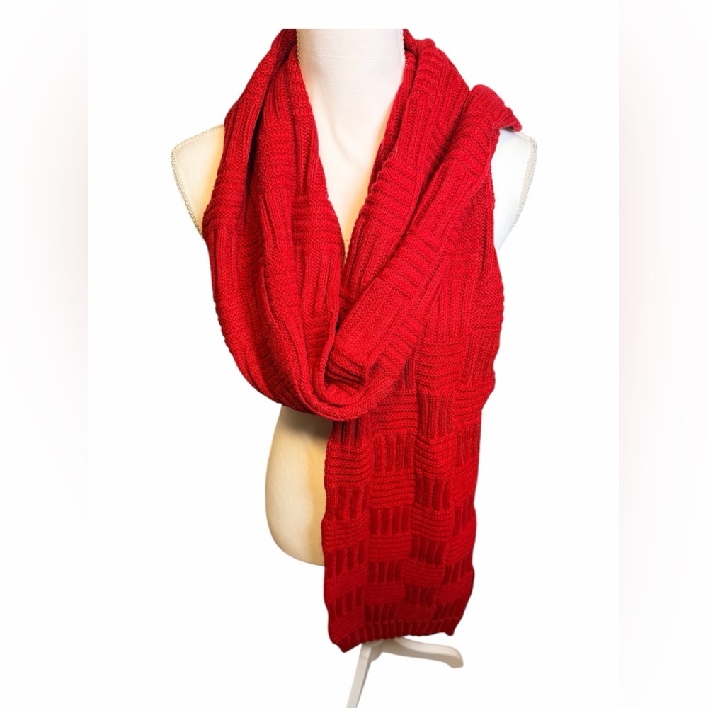 Oversized Bold Red Knit Infinity Scarf - Women’s Cozy Wrap